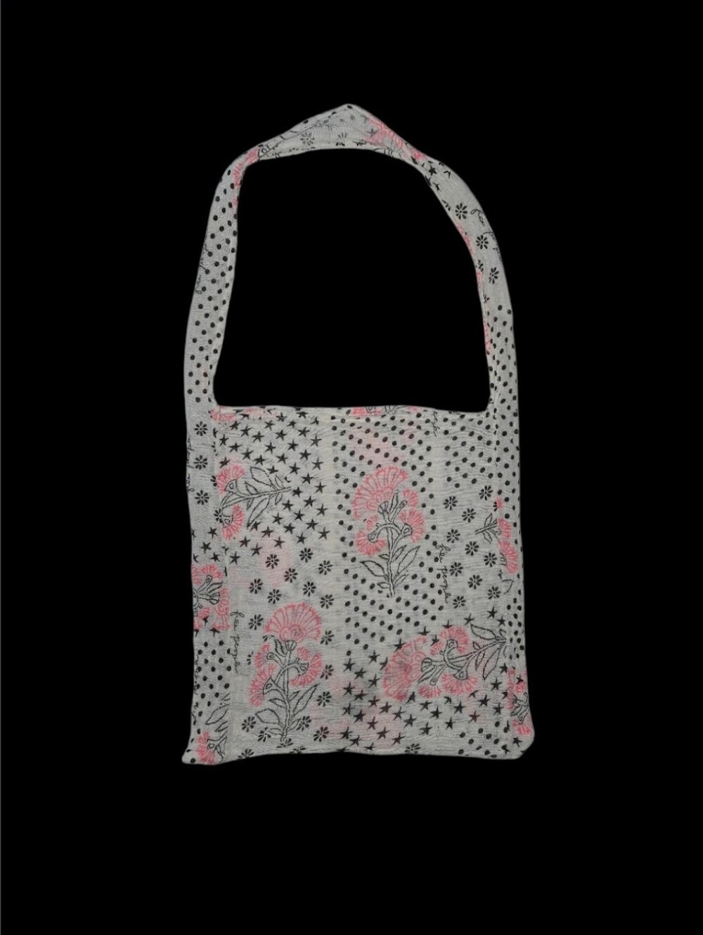 FREE PEOPLE Shoulder Tote Floral Black Sheer Boho
